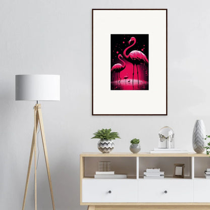 Vibrant Flamingos canvas print for trendy room decoration with feather wanderers theme