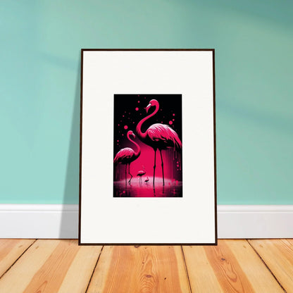 Colorful canvas print of feather wanderers featuring pink flamingos, perfect for room decoration