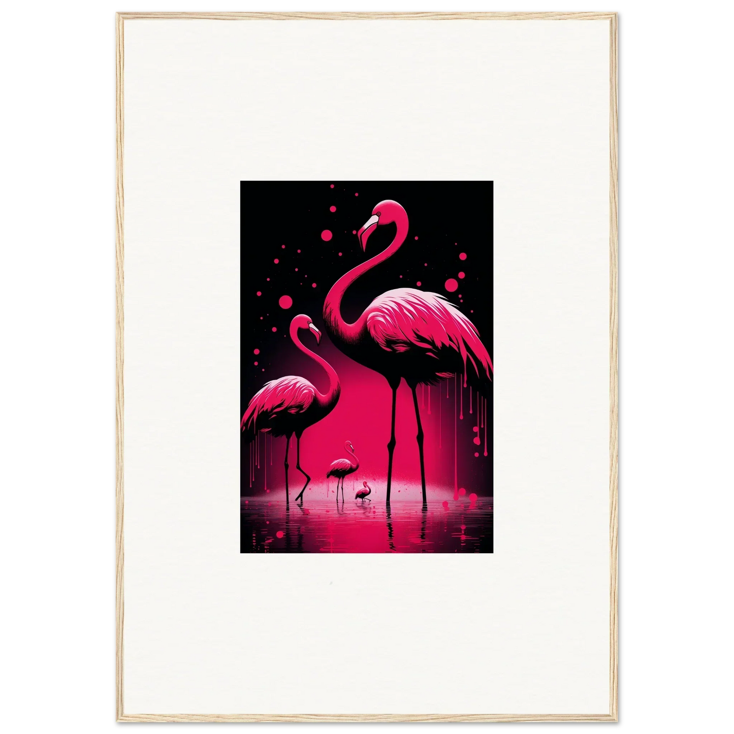 Vibrant pink flamingos in water, perfect for a Feather Wanderers canvas print decoration