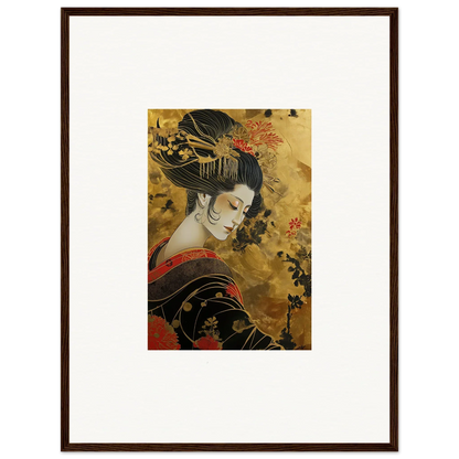 Traditional Japanese artwork of a geisha in Golden Celestial Whispers special edition art™