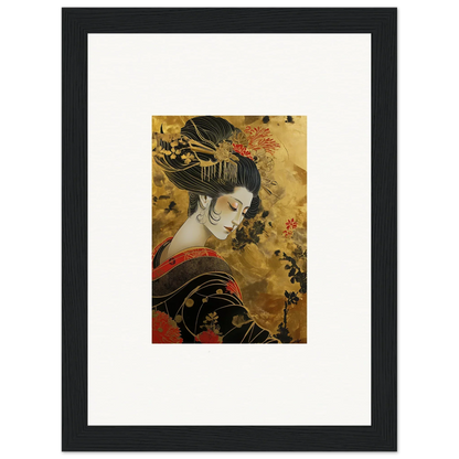 Framed Japanese artwork of a geisha for Golden Celestial Whispers special edition art™