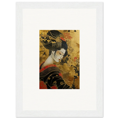 Traditional Japanese artwork of a geisha in ornate dress for Golden Celestial Whispers