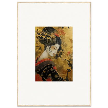 Traditional Japanese artwork of a geisha in a kimono for Golden Celestial Whispers