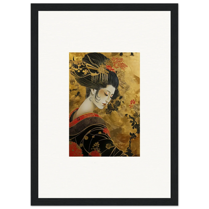 Traditional Japanese artwork of a geisha in an ornate kimono for Golden Celestial Whispers