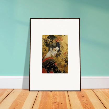 Framed Japanese Geisha artwork with matting in Golden Celestial Whispers special edition art™