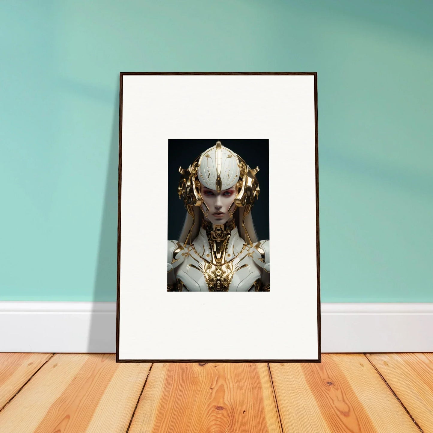 Framed canvas print of dreamscend eloquence featuring a golden figure for room decoration