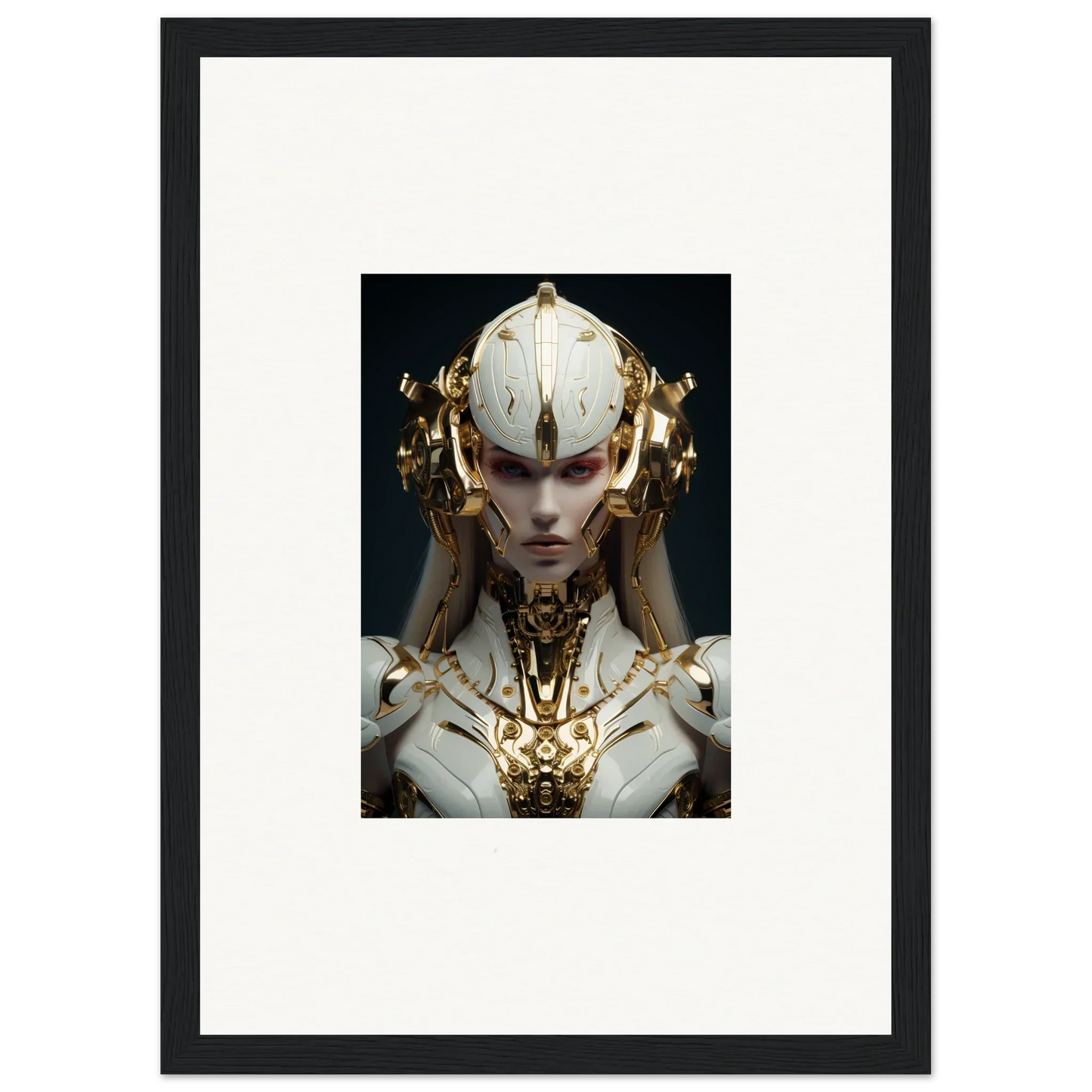 Futuristic humanoid with golden headdress in a canvas print for Dreamscend Eloquence room decoration