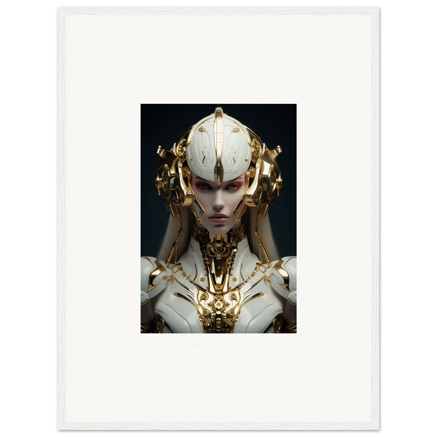 Futuristic humanoid figure with golden headdress for Dreamscend Eloquence canvas print