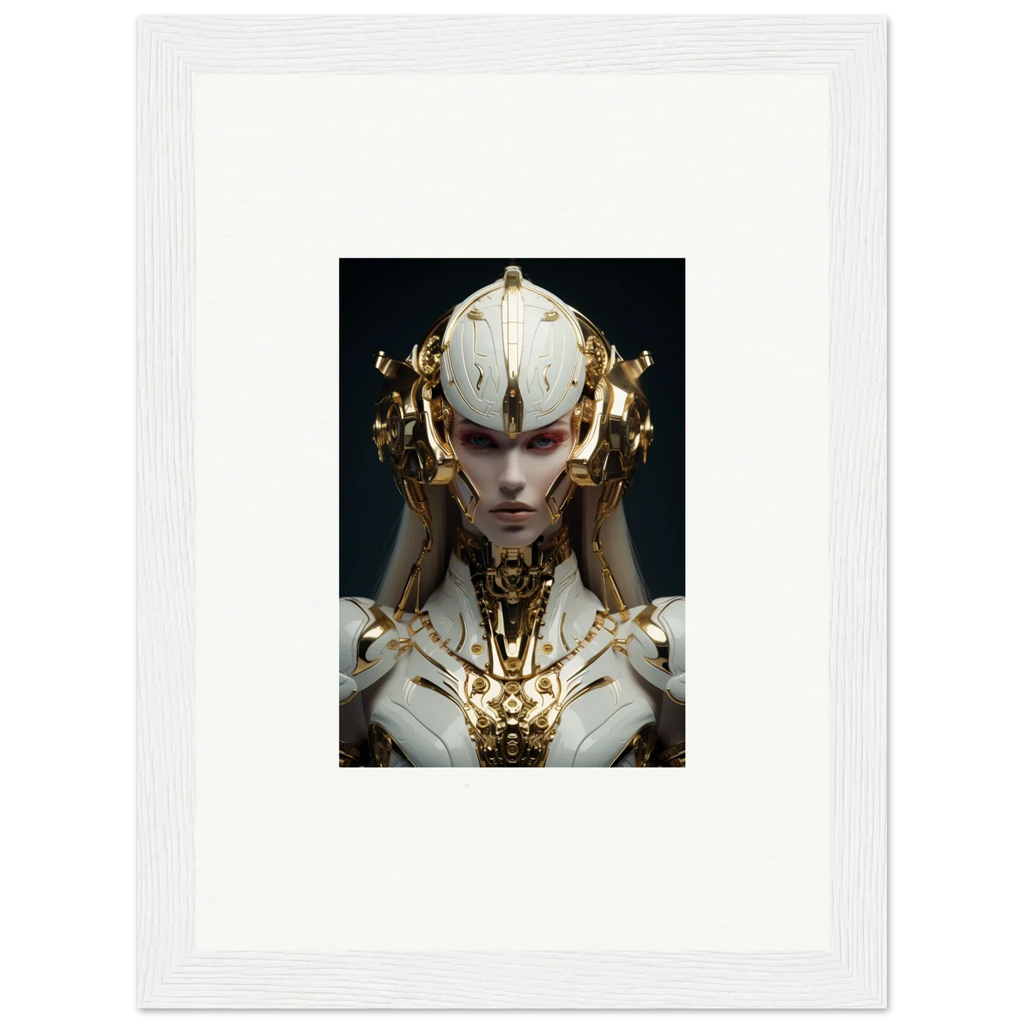 Futuristic humanoid figure with gold headdress for Dreamscend Eloquence room decoration