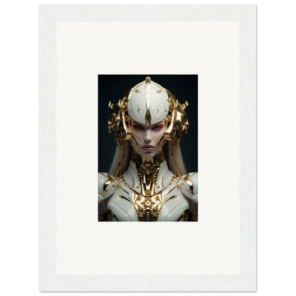 Futuristic humanoid figure with gold headdress for Dreamscend Eloquence room decoration