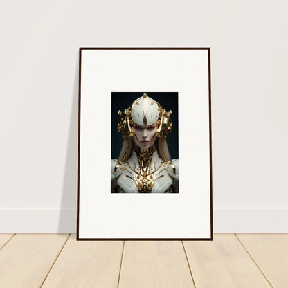 Framed portrait of a pale figure with golden jewelry for dreamscend eloquence room decoration