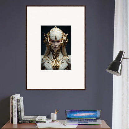 Framed canvas print of a futuristic humanoid for Dreamscend Eloquence room decoration