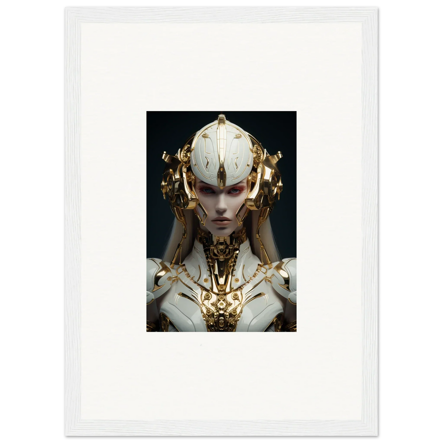 Futuristic humanoid figure with golden headdress, perfect for Dreamscend Eloquence canvas print