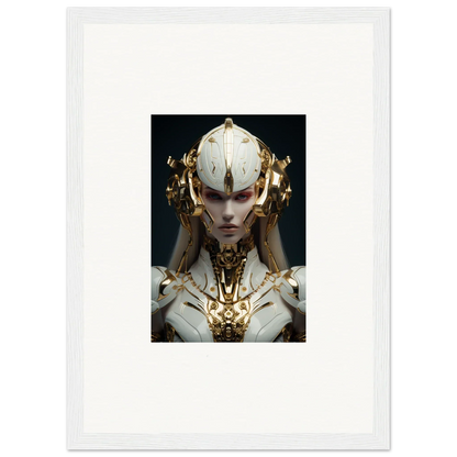 Futuristic humanoid figure with golden headdress, perfect for Dreamscend Eloquence canvas print