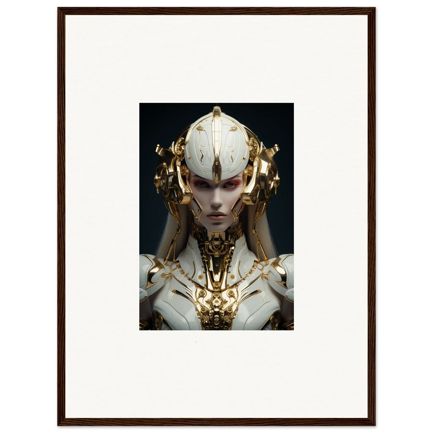 Futuristic humanoid with golden headdress in a Dreamscend Eloquence canvas print