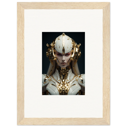 Futuristic humanoid figure with golden headdress for Dreamscend Eloquence canvas print