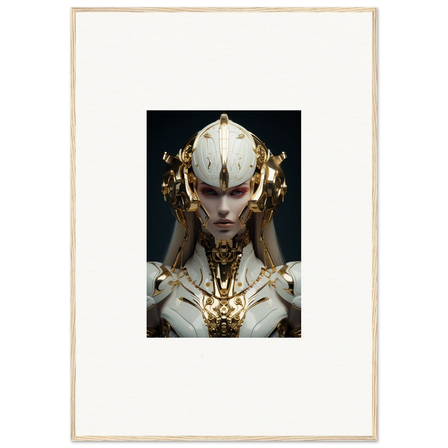 Futuristic humanoid with golden headdress, perfect for a Dreamscend Eloquence canvas print