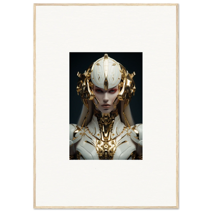 Futuristic humanoid with golden headdress, perfect for a Dreamscend Eloquence canvas print