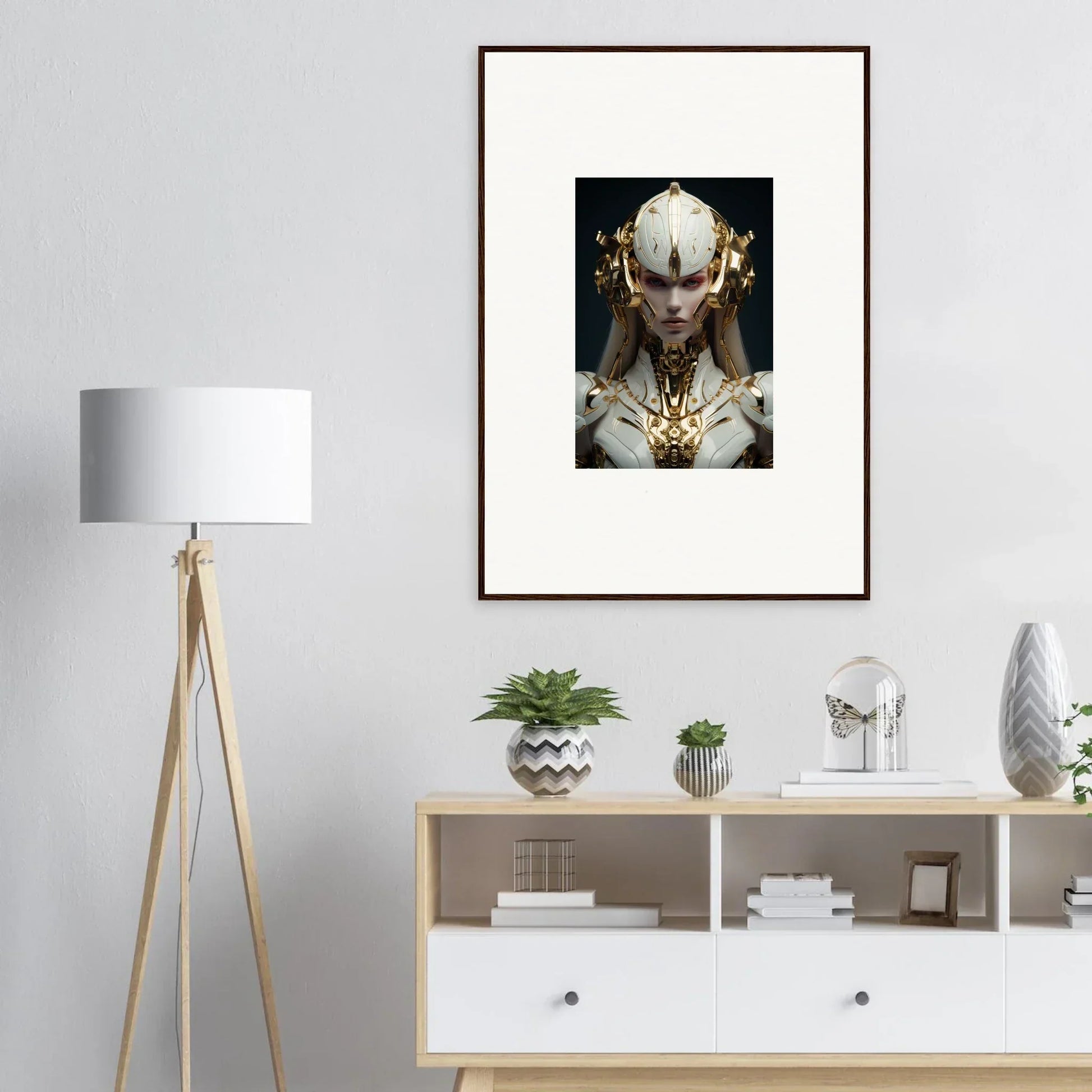 Framed canvas print of Golden Dreamscend Eloquence with an ethereal golden figure