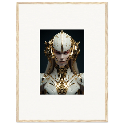 Futuristic humanoid figure with golden headdress in a Dreamscend Eloquence canvas print