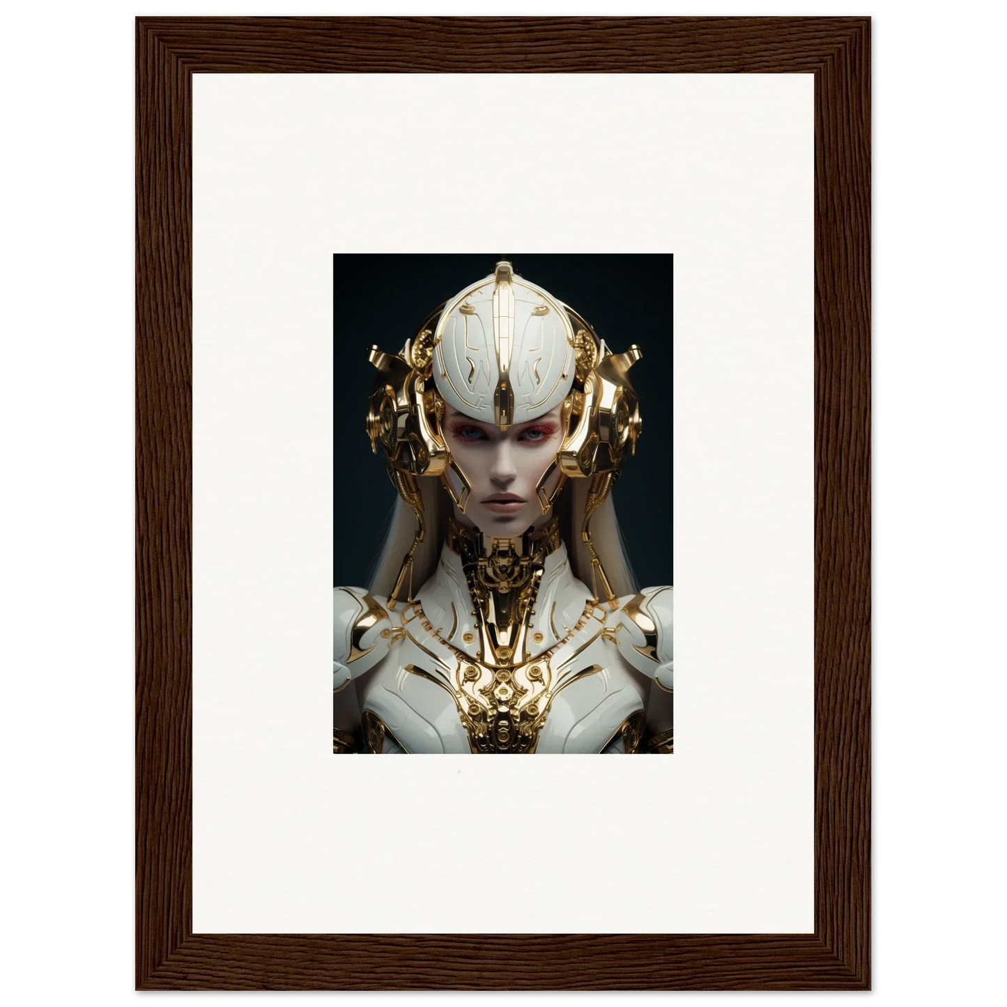 Futuristic humanoid figure with golden headdress, perfect for Dreamscend Eloquence room decoration