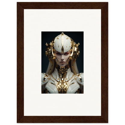 Futuristic humanoid figure with golden headdress, perfect for Dreamscend Eloquence room decoration