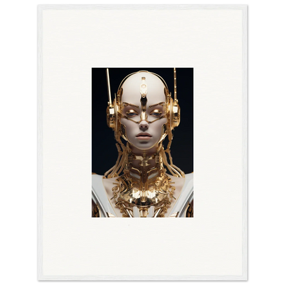 Futuristic humanoid robot with gold features, ideal for echo entity room decor art