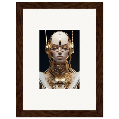 Futuristic robot with golden features for Echo Entity room decoration canvas print