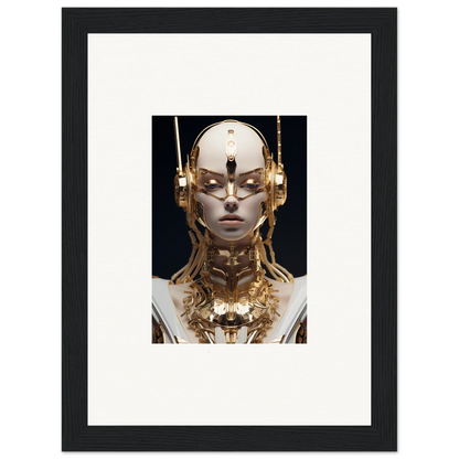 Futuristic humanoid robot with golden elements for Echo Entity framed wall art decor