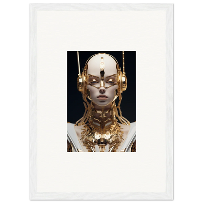 Futuristic humanoid robot with golden features for Echo Entity room decor and wall art