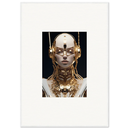 Futuristic humanoid figure with golden elements for Golden Echo Entity wall decor