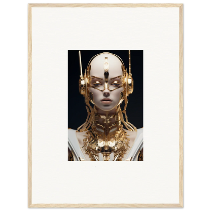 Futuristic humanoid robot with golden features for Echo Entity room decor wall art