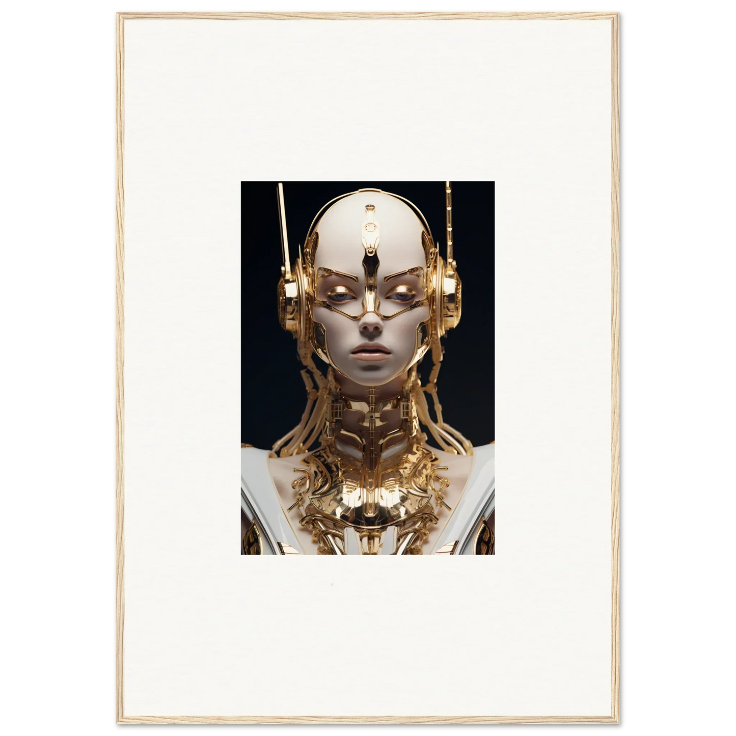 Futuristic humanoid figure with golden accents, ideal for Echo Entity room decor