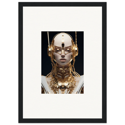 Futuristic humanoid robot with golden features as Echo Entity framed wall art decor