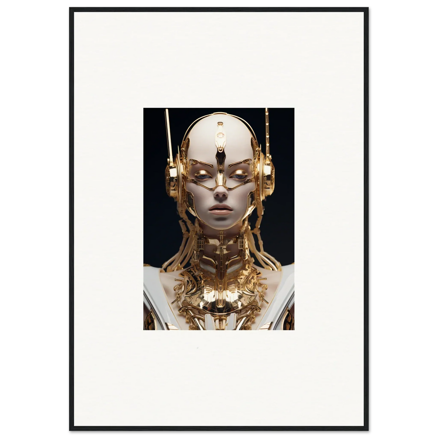 Futuristic humanoid figure with golden elements, perfect for Echo Entity room decor