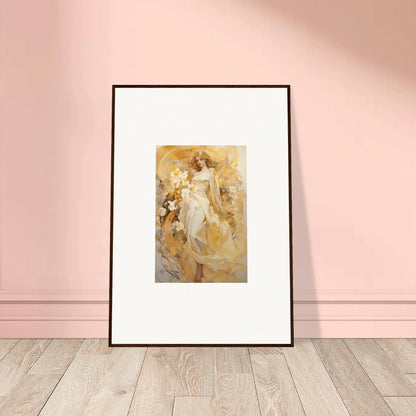 Framed canvas print of a woman in a flowing white dress for ethereal symphony room decoration