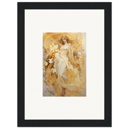 Framed canvas print of an ethereal woman in a flowing dress for dreamy room decoration