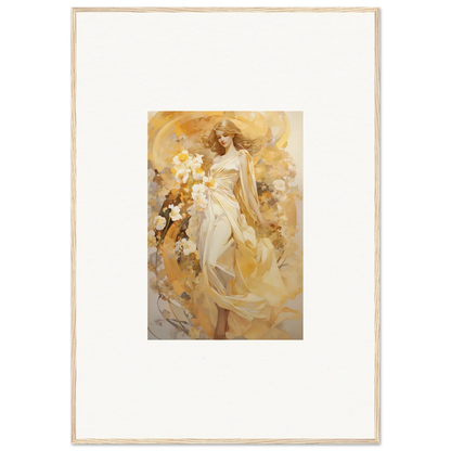 Framed canvas print of an ethereal symphony with a woman in a flowing dress