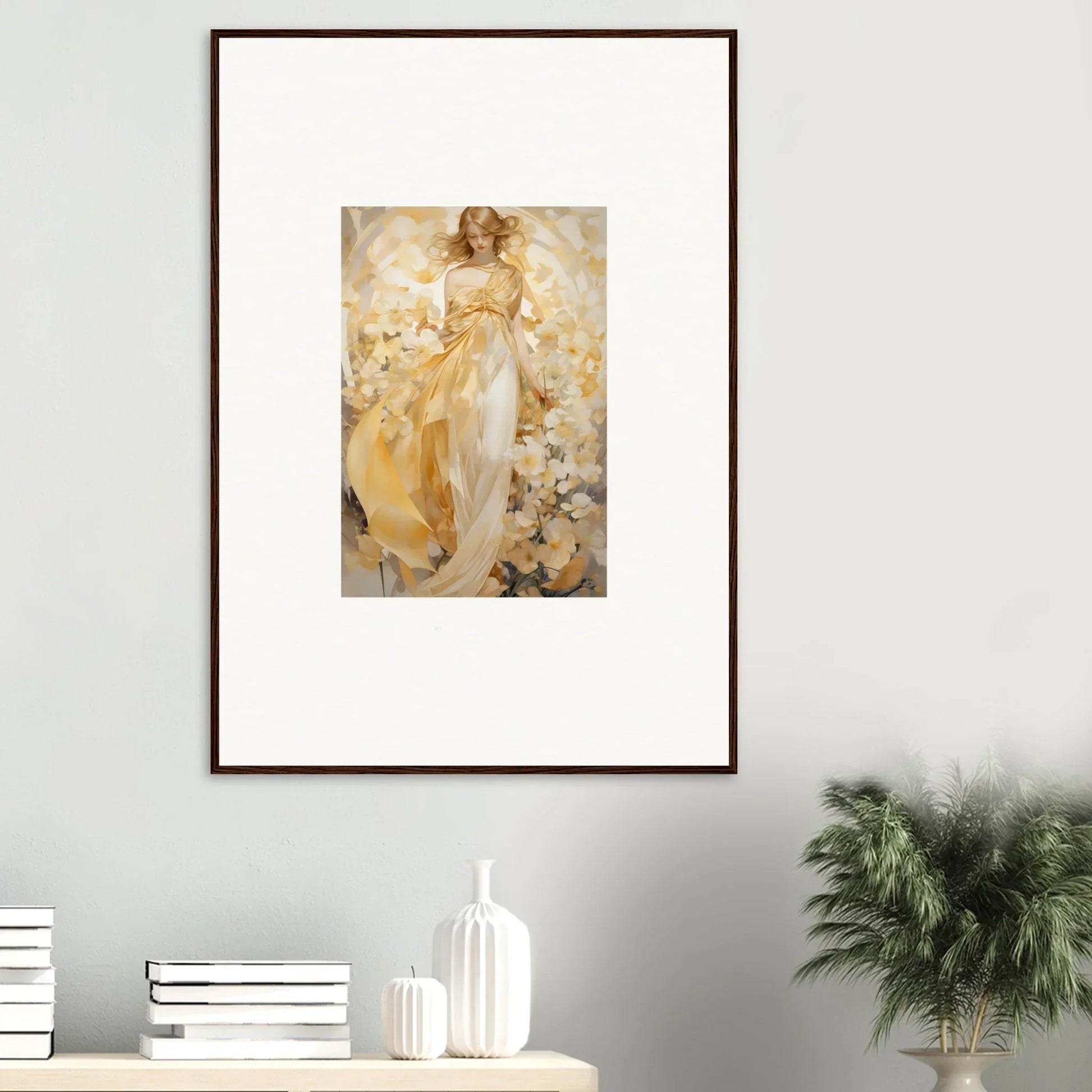 Framed Canvas Print of Ethereal Female Figure for Room Decoration in Soft Tones