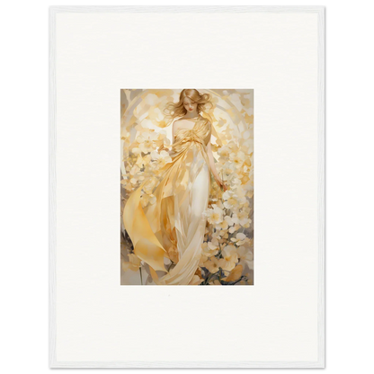 Ethereal woman in golden dress, perfect for a chic room decoration canvas print