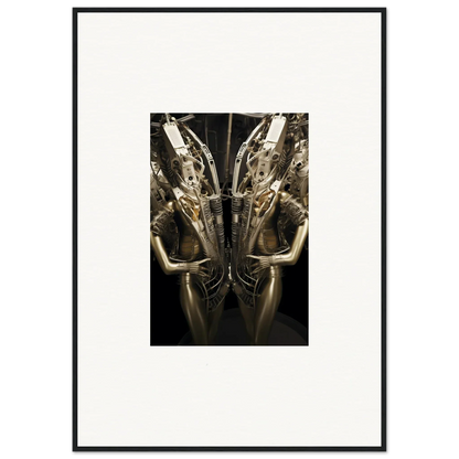 Mirrored metallic humanoid figure with headdress for machine dreams canvas print decor