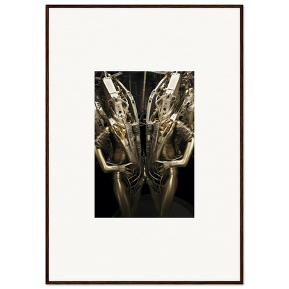 Mirrored canvas print of a golden figure in headdress for unique room decoration