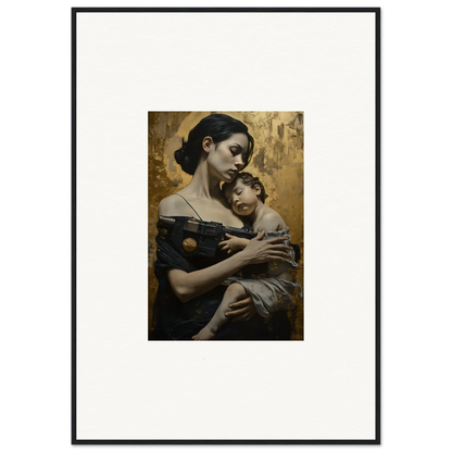 Framed wall art of a woman holding a child for elegant room decor in Protector Diptych