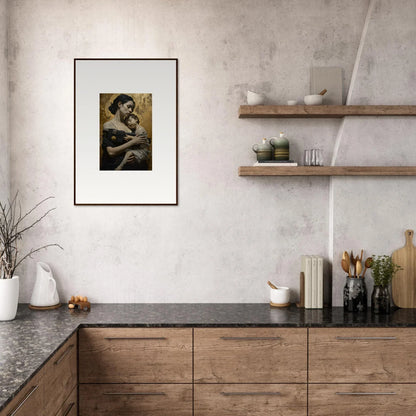 Framed wall art of a woman with child, ideal for protector diptych room decor