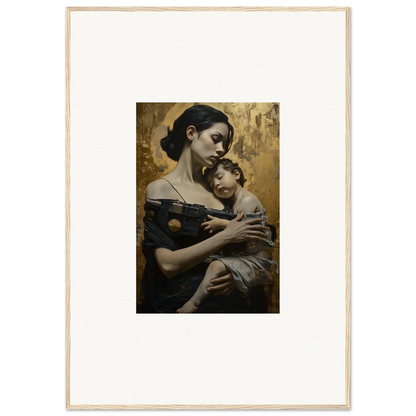 Portrait of a woman and child in Golden Protector Diptych framed wall art for room decor