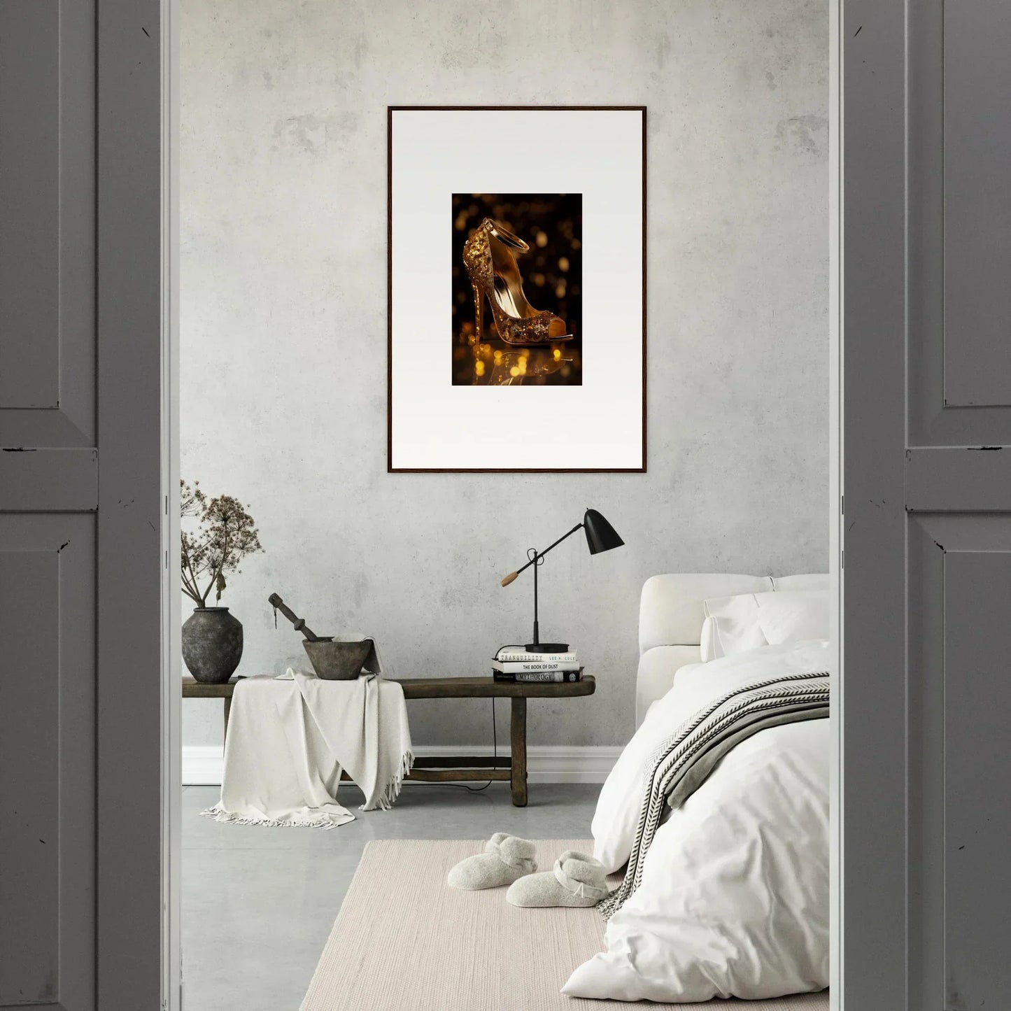 Framed wall art with warm golden tones for Golden Serotonin Pads special edition art™