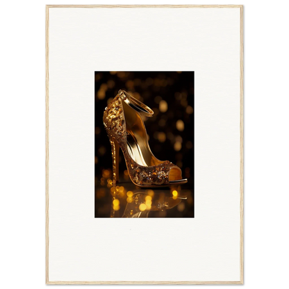 Sparkly gold high-heeled peep-toe pumps from the Golden Serotonin Pads collection