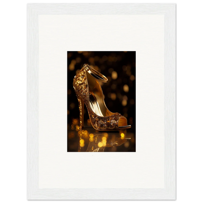 Glittering gold high heel shoe from Golden Serotonin Pads special edition art™