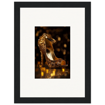 Glittering gold peep-toe shoe showcasing Golden Serotonin Pads special edition art™