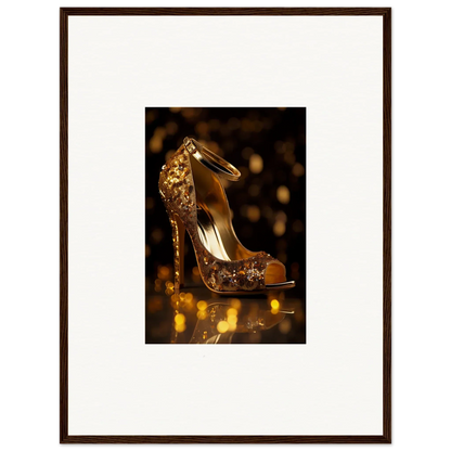 Glittering gold sequined high heel shoe for Golden Serotonin Pads special edition art™